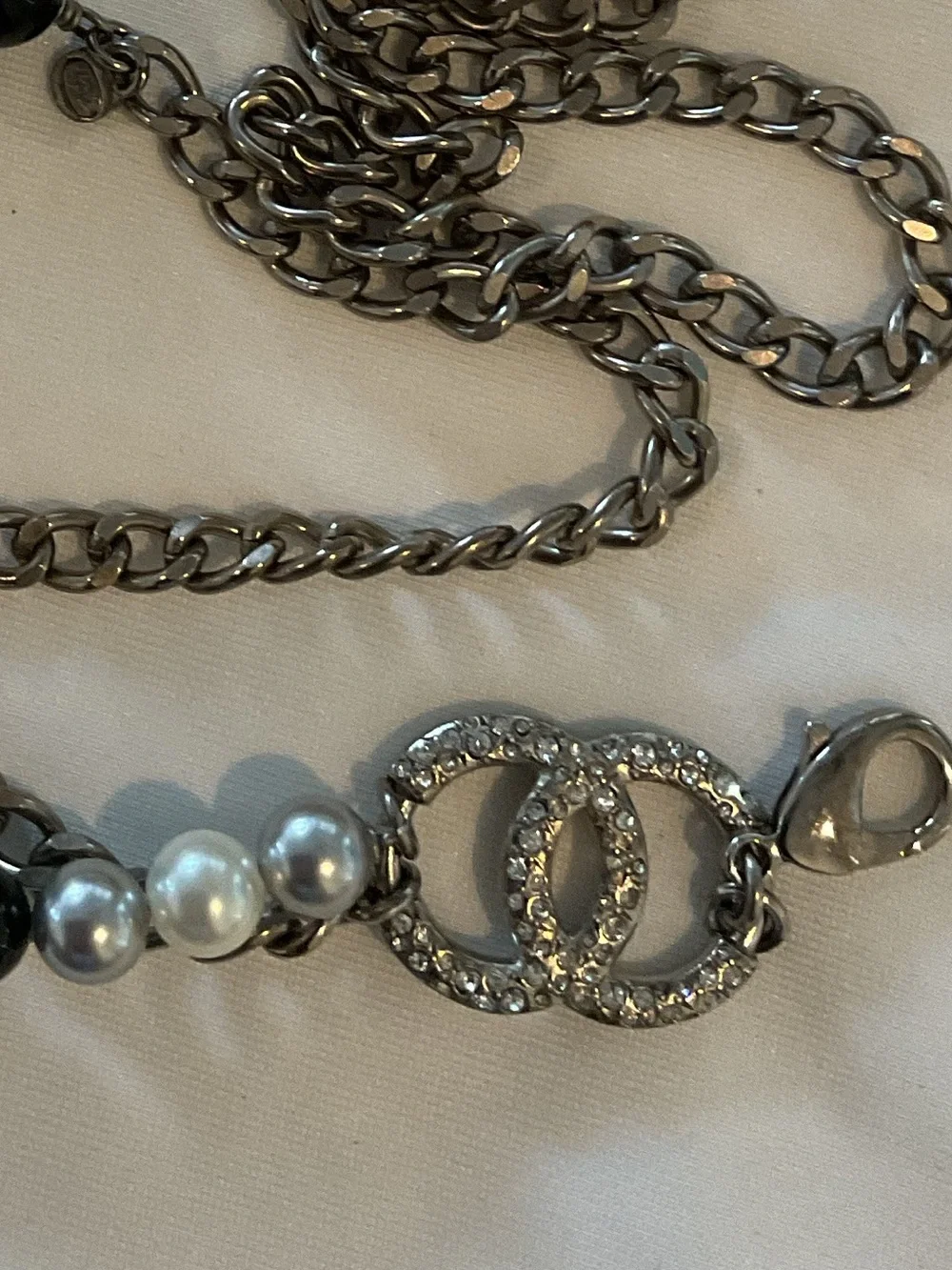 Chanel Beaded Marble Flower Belt Necklace Vintage